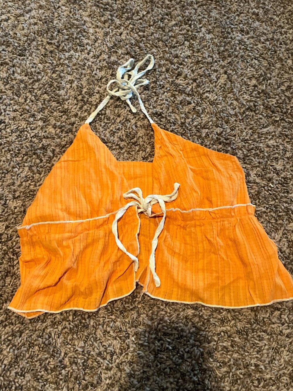 SHEIN Orange Tie Front Halter Top Size L